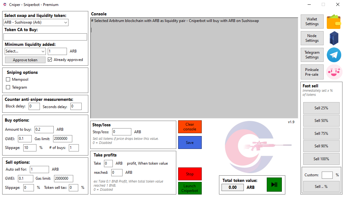 sniper bot interface Cniper bot interface